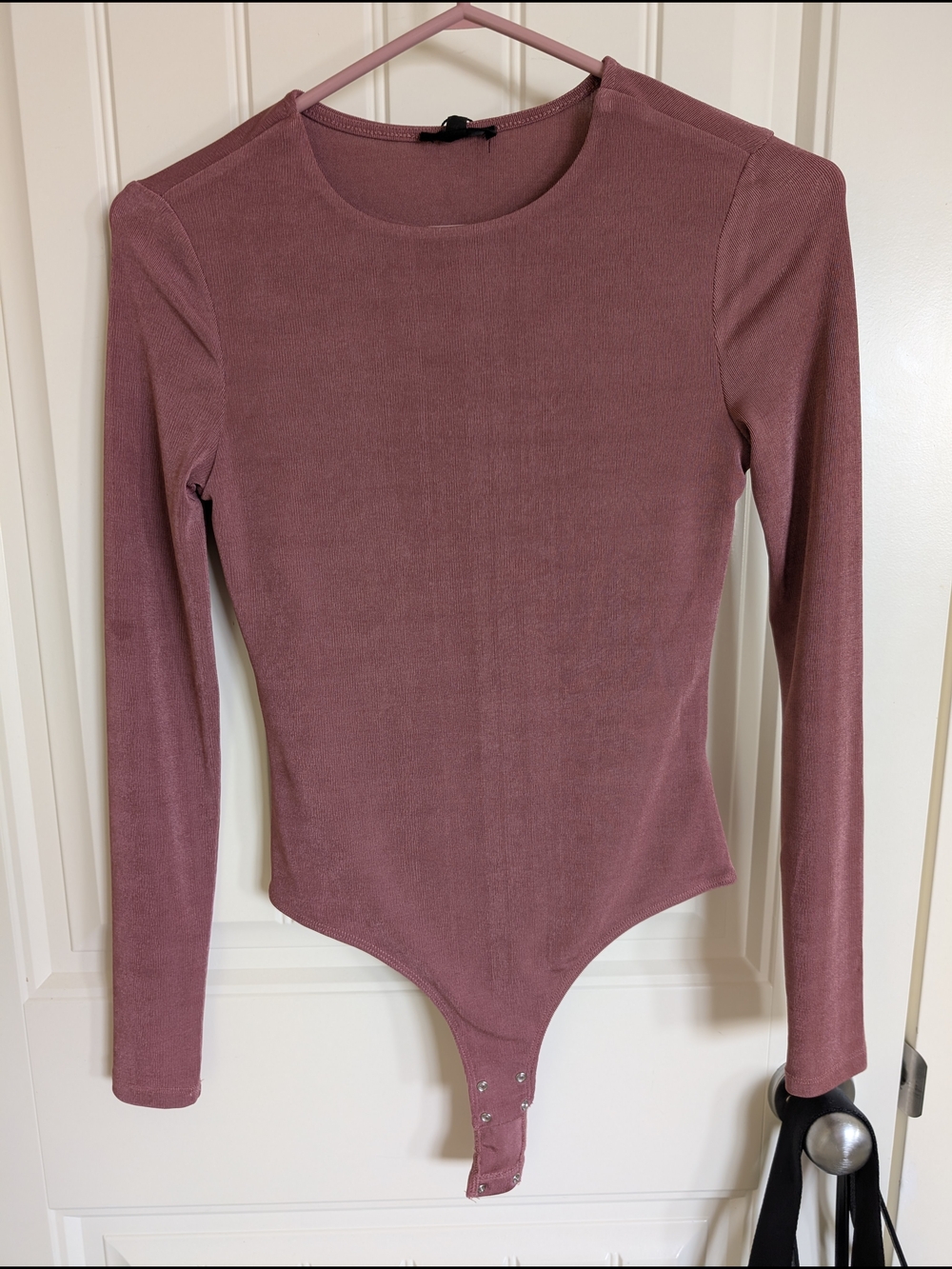Dynamite Dusty Rose Ribbed Long Sleeve Bodysuit